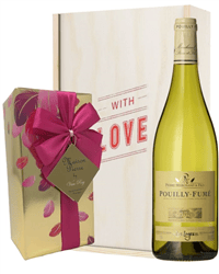 French Pouilly Fume White Wine  Valentines Wine and Chocolate Gift Box